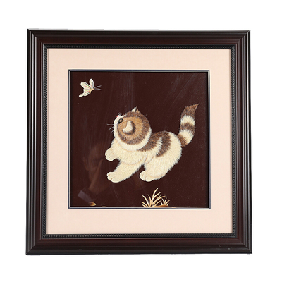 貓 麥秸畫(huà) 段計(jì)龍作品 麥稈畫(huà) 手工藝品 非遺